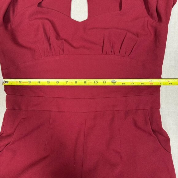 Voodoo Vixen Zoey Wide Leg Jumpsuit Womens XL Maroon Red Holiday Flutter HEMMED - Picture 16 of 16